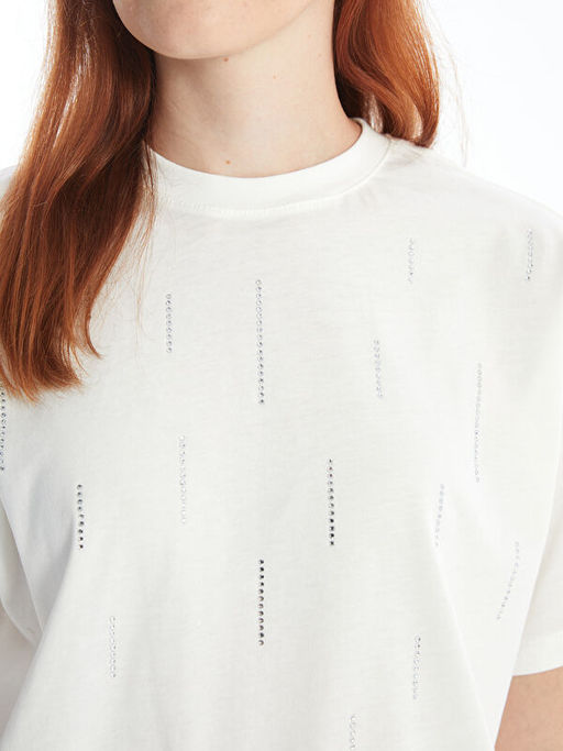 Bisiklet Yaka Parlak Ta?l? Kad?n Tunik