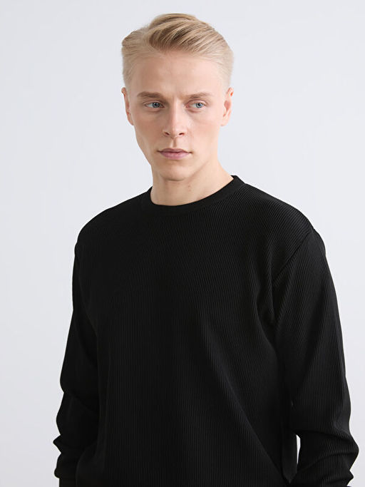 Bisiklet Yaka Fitilli Erkek Triko Kazak