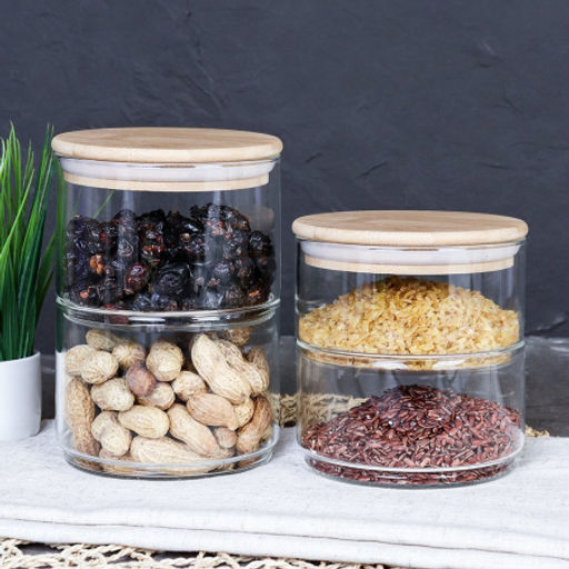 Банка для хранения 2-х ярусная бамбуковая крышка 8 см / LCSC22-8/уп 40/ - Галеонтрейд фото 6