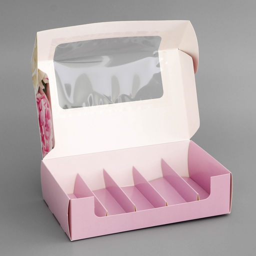 Цена за 5 шт. Коробка под 5 эклеров, кондитерская упаковка Комплимент, 25.2?15?6.6 см