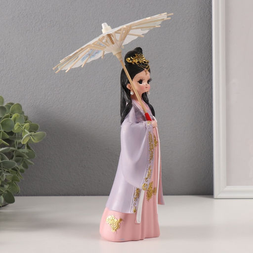 Фигурка полистоун «Девочка в кимоно с зонтиком», розово-сиреневый, 9×12×25 см