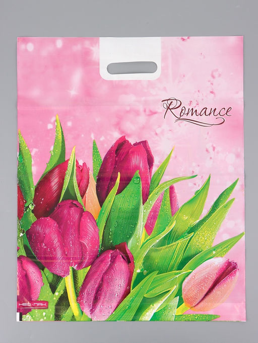 Цена за 25 шт. Пакет "Romance, полиэтиленовый с вырубной ручкой проруб. 41х51х4 80 мкм