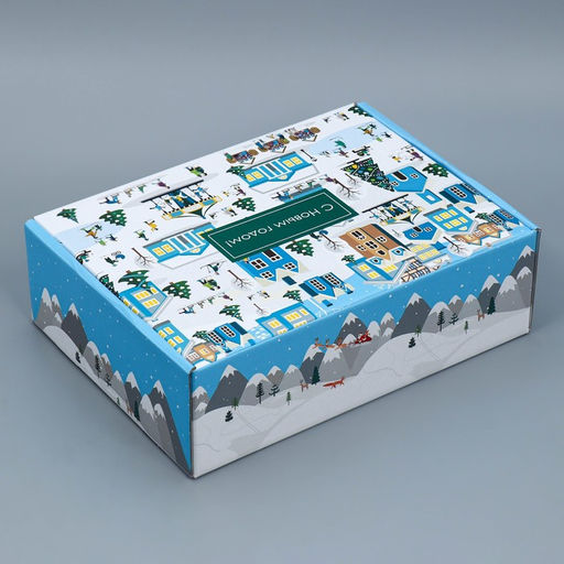 Коробка подарочная новогодняя складная «С Новым годом», 30.5×22×9.5 см