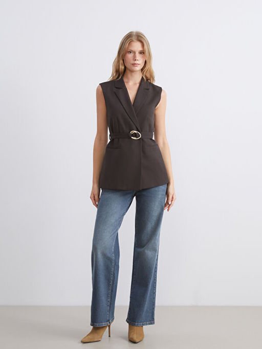 Ceket Yaka Kad?n Klasik Yelek