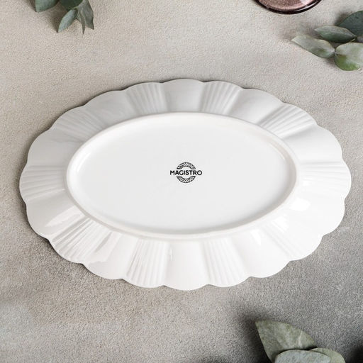 Блюдо Magistro Ромашка, d=28 см, фарфор, белое фото 3