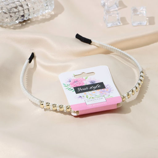 Цена за 2 шт. Ободок для волос QF «Моника», жемчуг, 0.5 см