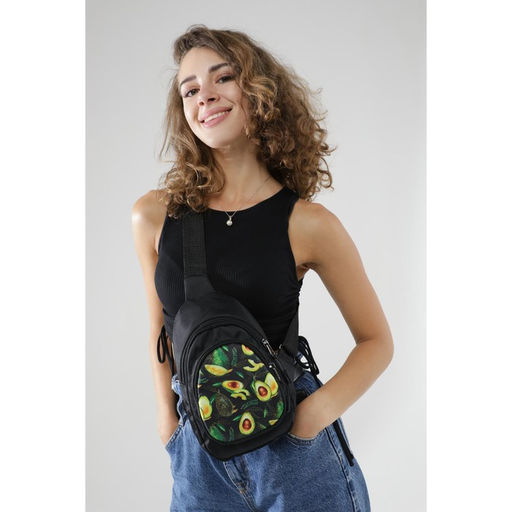 Сумка-рюкзак Авокадо, 15х10х26 см, отд на молнии, н/карман, регул ремень, чёрный - Nazamok фото 6