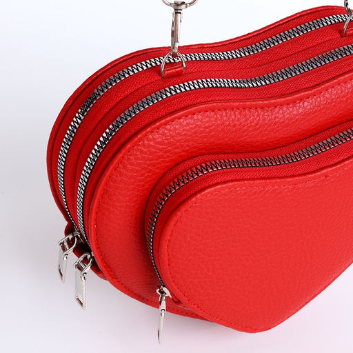 Сумка женская кросс-боди на молнии, красная