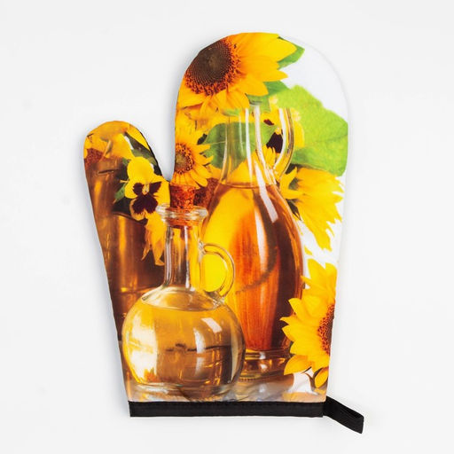 Кухонный набор 2 прихватки Этель «Подсолнухи», прихватка 17×17 см, варежка 24×16 см, 100% п/э