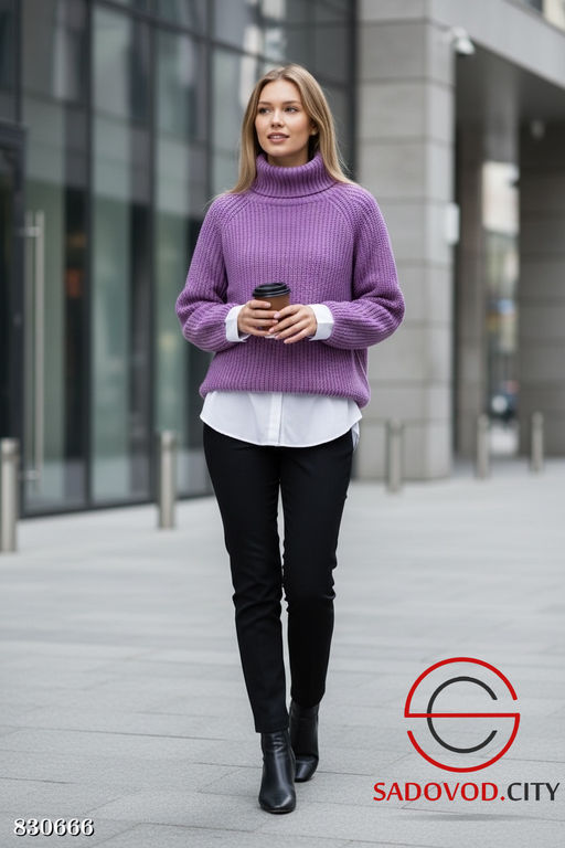 Свитер вязаный однотонный