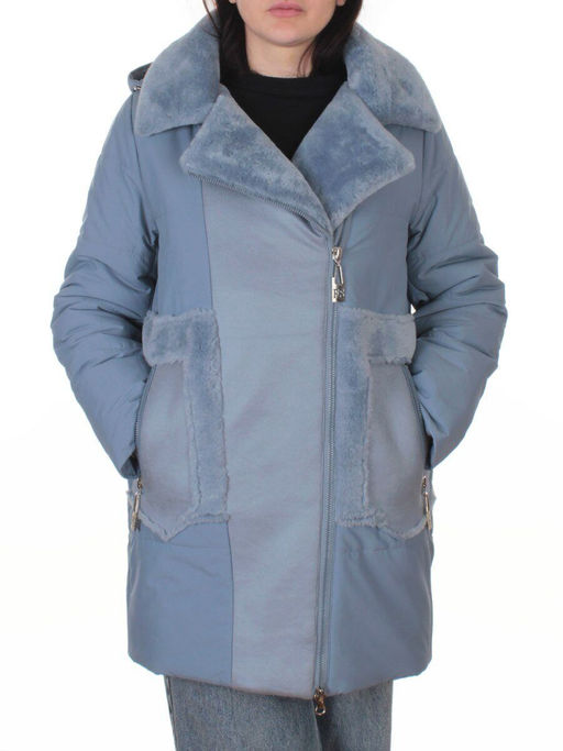 8088 GRAY/LT. BLUE Куртка зимняя женская (верблюжья шерсть, 120 гр. холлофайбер)