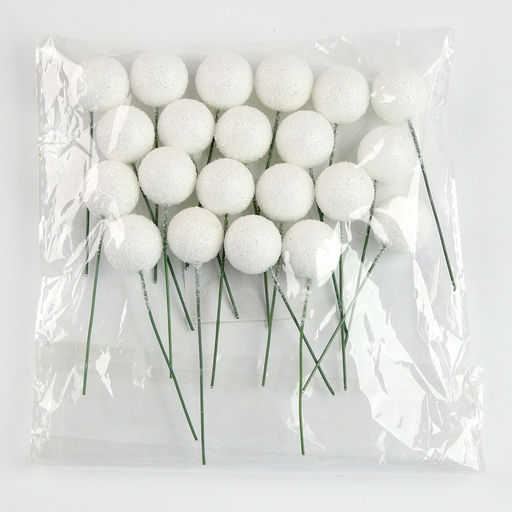 Фигурка для поделок и декора на проволоке «Шар», набор 20 шт., размер 1 шт. — 2×7 см, цвет белый