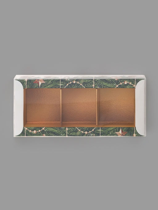 Цена за 5 шт. Коробка под 3 конфеты с ячейками «Золотые новогодние шары», 14.5×6×3 см