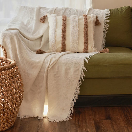 Наволочка декоративная с кисточками SL Home, 45×45 см, хлопок 100%, бежевая