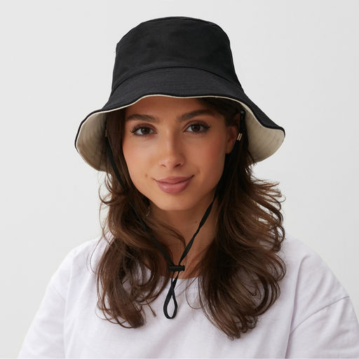 Панама двусторонняя унисекс MINAKU, цвет чёрный, бежевый, размер 56