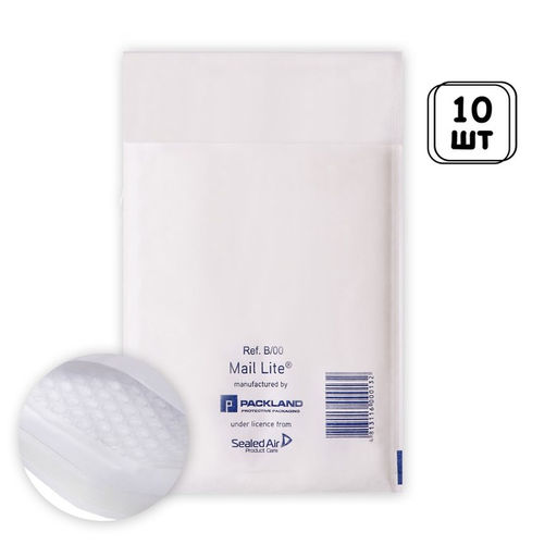Набор крафт-конвертов с воздушно-пузырьковой плёнкой Mail lite B/00, 12 х 21 см, 10 штук, white - Calligrata фото 4