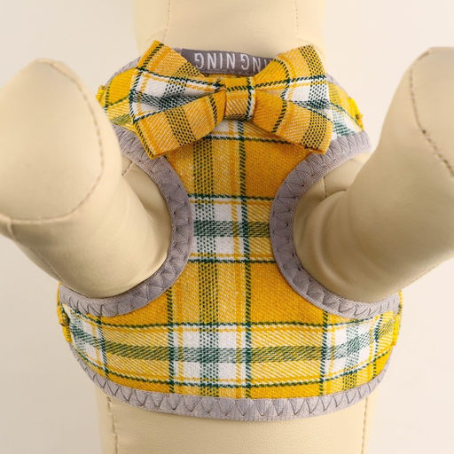 Комплект амуниции с мягкой шлейкой, 120 х 1 см, ОШ 28-54 см, ОГ 36-60 см, серо-жёлтая клетка - Пижон фото 6