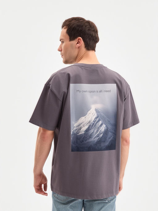 Футболка мужская MINAKU: Own opion, серая, р-р 46-48