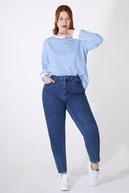 Джинсы мом женские синие зауженные - Almond фото 7