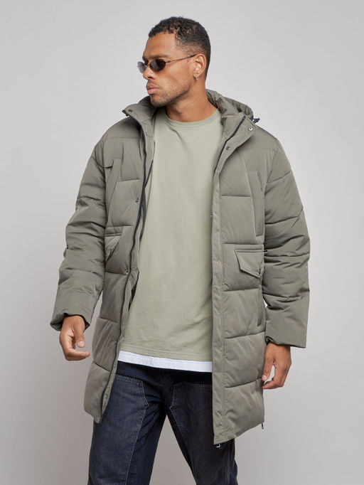 Парка мужская зимняя удлиненная молодежная серого цвета 806Sr - Wonderrman фото 9
