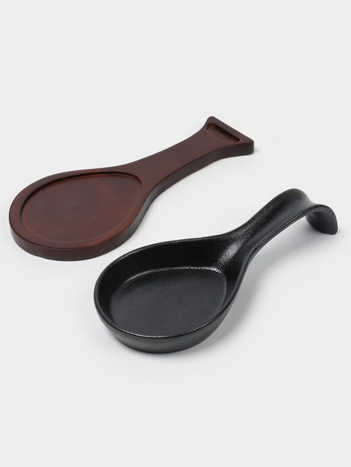 Подставка под ложку с поддоном Magistro «Галактика», фарфор, 23.5×10.5×5 см, чёрная