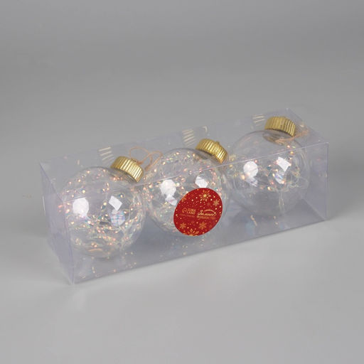 Ёлочные игрушки Джотто, шары новогодние, d=8 см, набор 3 шт., перламутровый/прозрачный - Зимнее волшебство фото 7