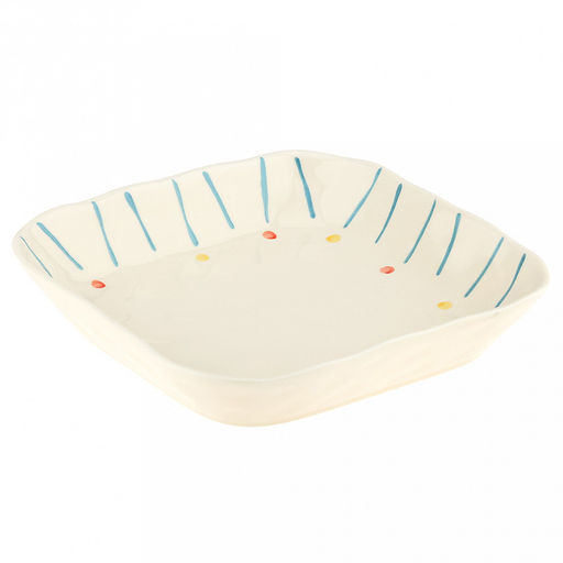 "Карусель" Тарелка глубокая фарфоровая 195х193х40мм, 700мл, асимметричная форма, с деколью, кремовый (Китай)