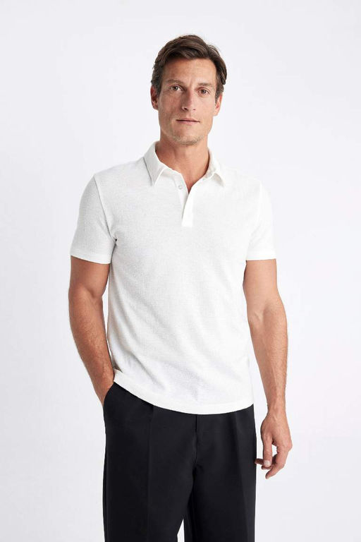 Slim Fit Dar Kesim Basic Duz K?sa Kollu Polo Tisort - Defacto фото 2