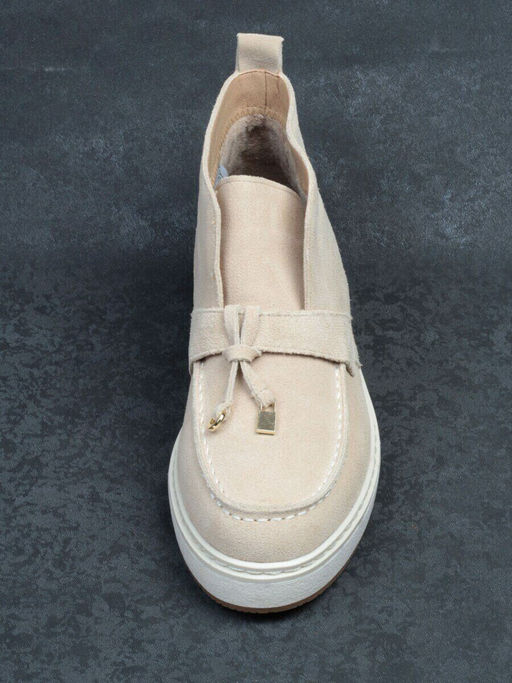 01-5172-5 BEIGE Ботинки женские демисезонные (натуральная замша, байка)