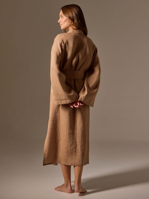 Халат домашний женский SL Linen Home, размер XL, кофейный