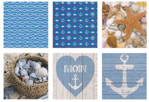 Love2art салфетки бумажные АССОРТИ 3х слойные SDD 33 x 33 12 шт. Набор №1217-05 На морском побережье