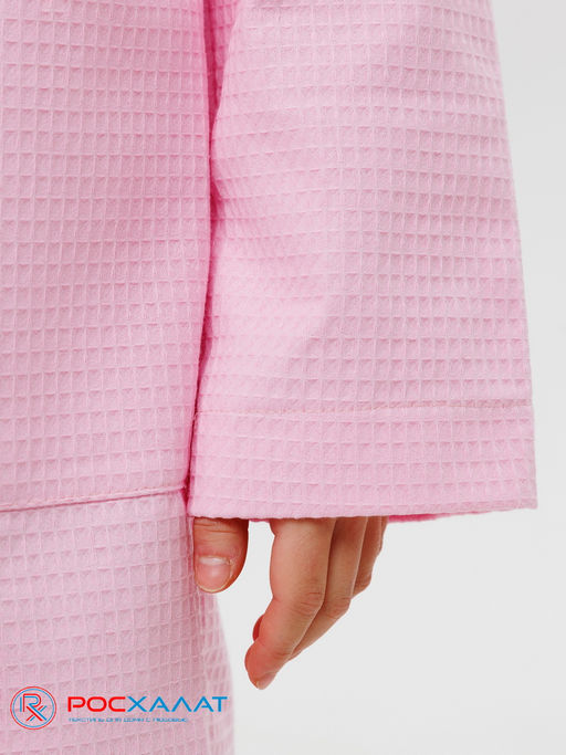Подростковый вафельный халат с капюшоном светло-розовый В-18 (8)
