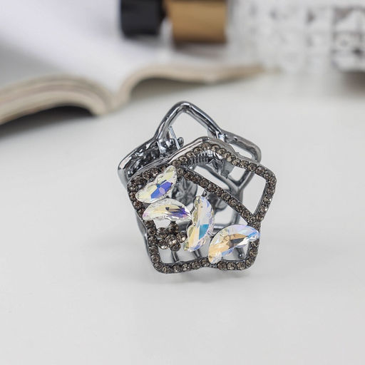 Цена за 6 шт. Крабик для волос «Флоранс галант», звезда, 3 см, чёрный