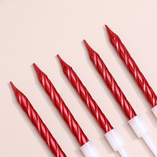 Набор свечи в торт Спираль, 200шт, 5 см, красный металлик - Страна карнавалия фото 6
