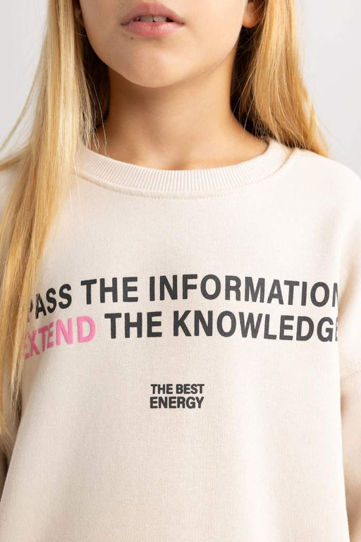 Толстовка оверсайз с принтом для девочек - Defacto фото 5