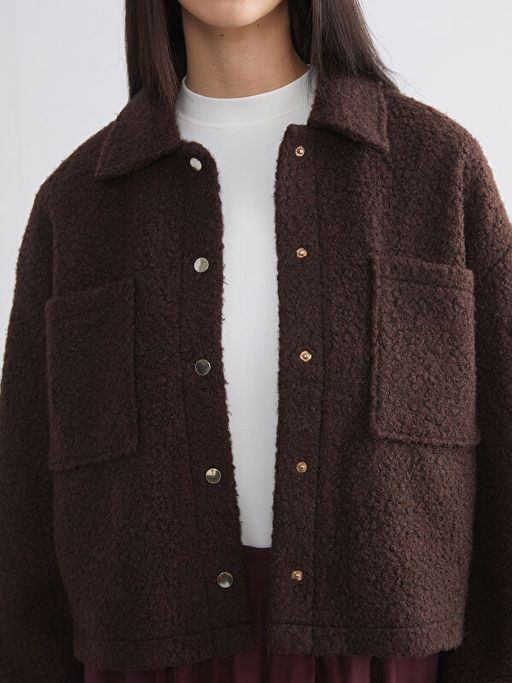 G?mlek Yaka Oversize Kad?n Pel?? Ceket