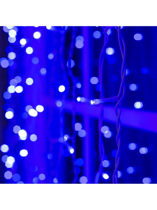 Гирлянда «Занавес» 2 × 3 м, IP44, УМС, белая нить, 760 LED, свечение синее, 220 В