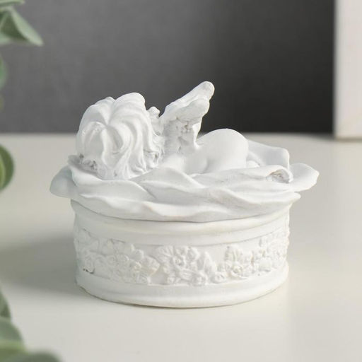 Полистоун шкатулка белый ангел на цветке 6*8*8,5 см МИКС - Simaland фото 4