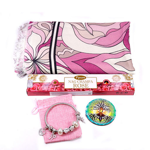 Набор для любимых женщин Шарф, браслет в мешочке, благовоние, подставка