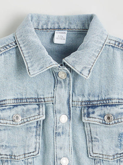 G?mlek Yaka K?z ?ocuk Jean Ceket