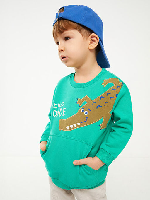 Bisiklet Yaka Uzun Kollu Bask?l? Erkek Bebek Sweatshirt - Waikiki фото 2