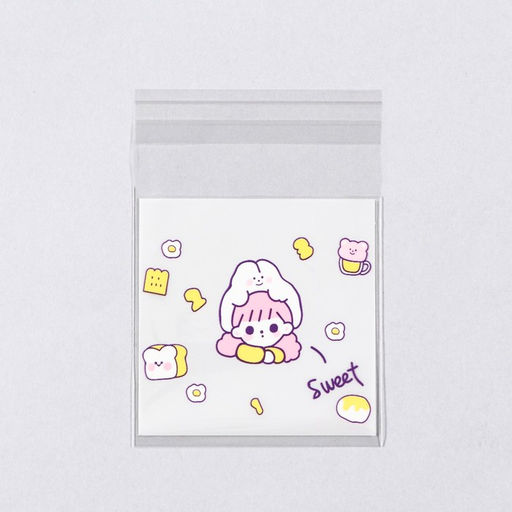 Цена за 100 шт. Пакет БОПП с липкой лентой, «Корейский стиль», 7×7+3 см МИКС