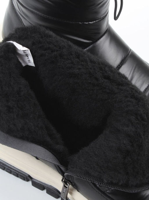 02-WA010-1M BLACK Сапоги Дутики зимние женские (натуральная кожа, курточная ткань, 100% шерсть) - Фабричный китай фото 9