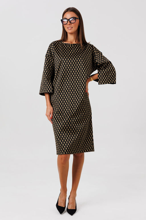 Платье Lars Style 1127 черно-золотой принт