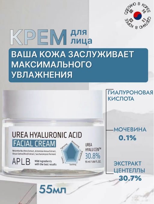 APLB Крем для лица с мочевиной и гиалуроновой кислотой UREA HYALURONIC ACID FACIAL CREAM (55 мл)