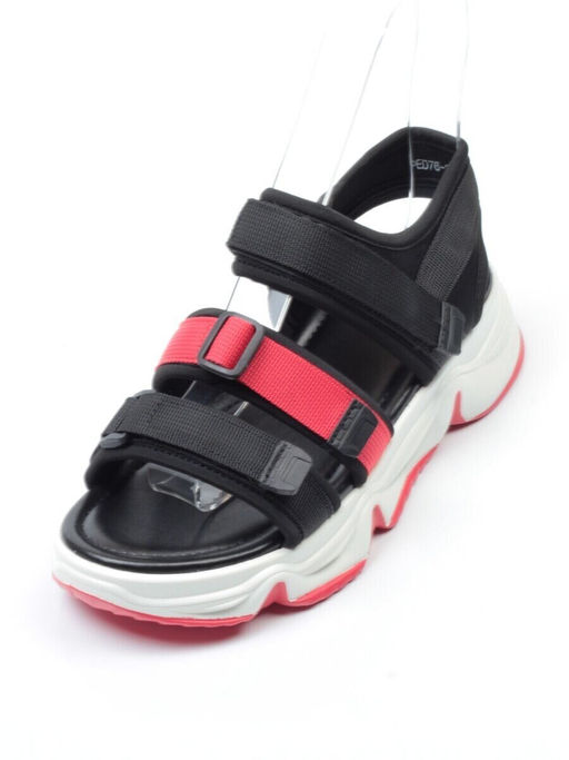 08-PED76-2 BLACK Босоножки (текстиль, стелька натуральная кожа)