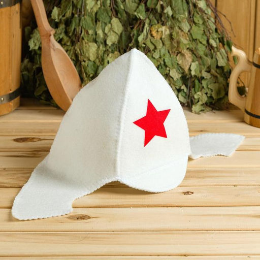 Набор для бани "Будёновец" шапка, коврик, рукавица