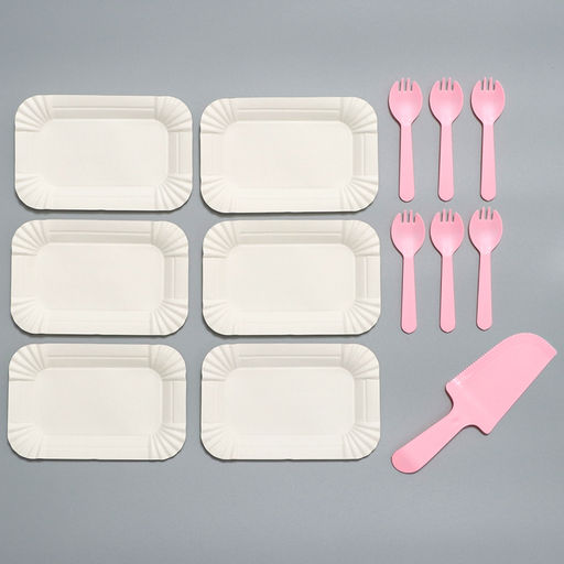 Цена за 4 шт. Посуда одноразовая, 6 шт., розовый