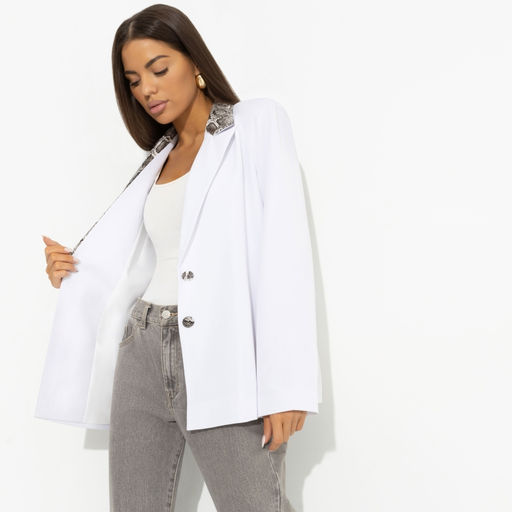 Жакет на подкладе с подплечниками Притягательный взгляд (white) - Charutti фото 4