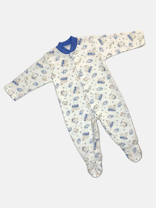 Комбинезон футер с длинным рукавом, арт.C-KB152-ITn, бело-голубой